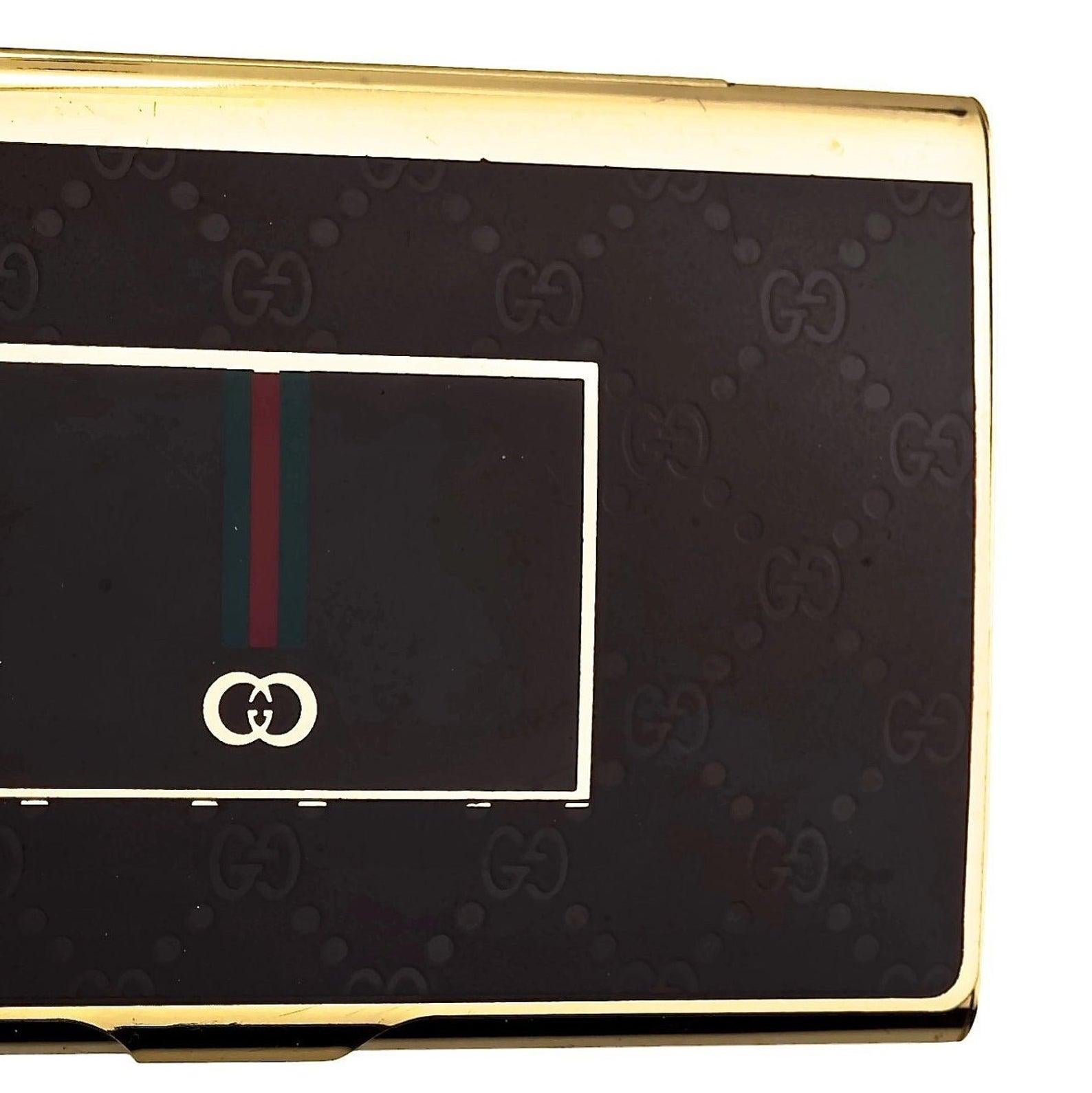 Vintage Iconic GUCCI Logo Enamel Business Card Holder In Good Condition In Kingersheim, Alsace