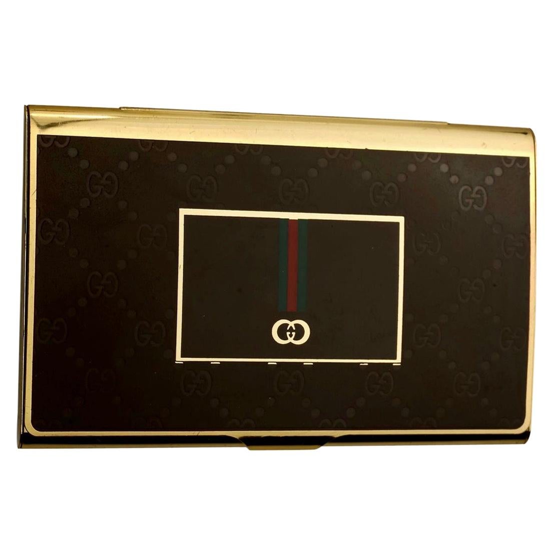 Vintage Iconic GUCCI Logo Enamel Business Card Holder