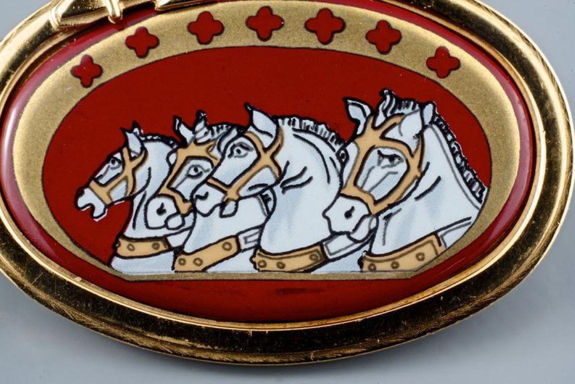 Vintage Iconic HERMES Grand Apparat Equestrian Horse Head Enamel Brooch 1