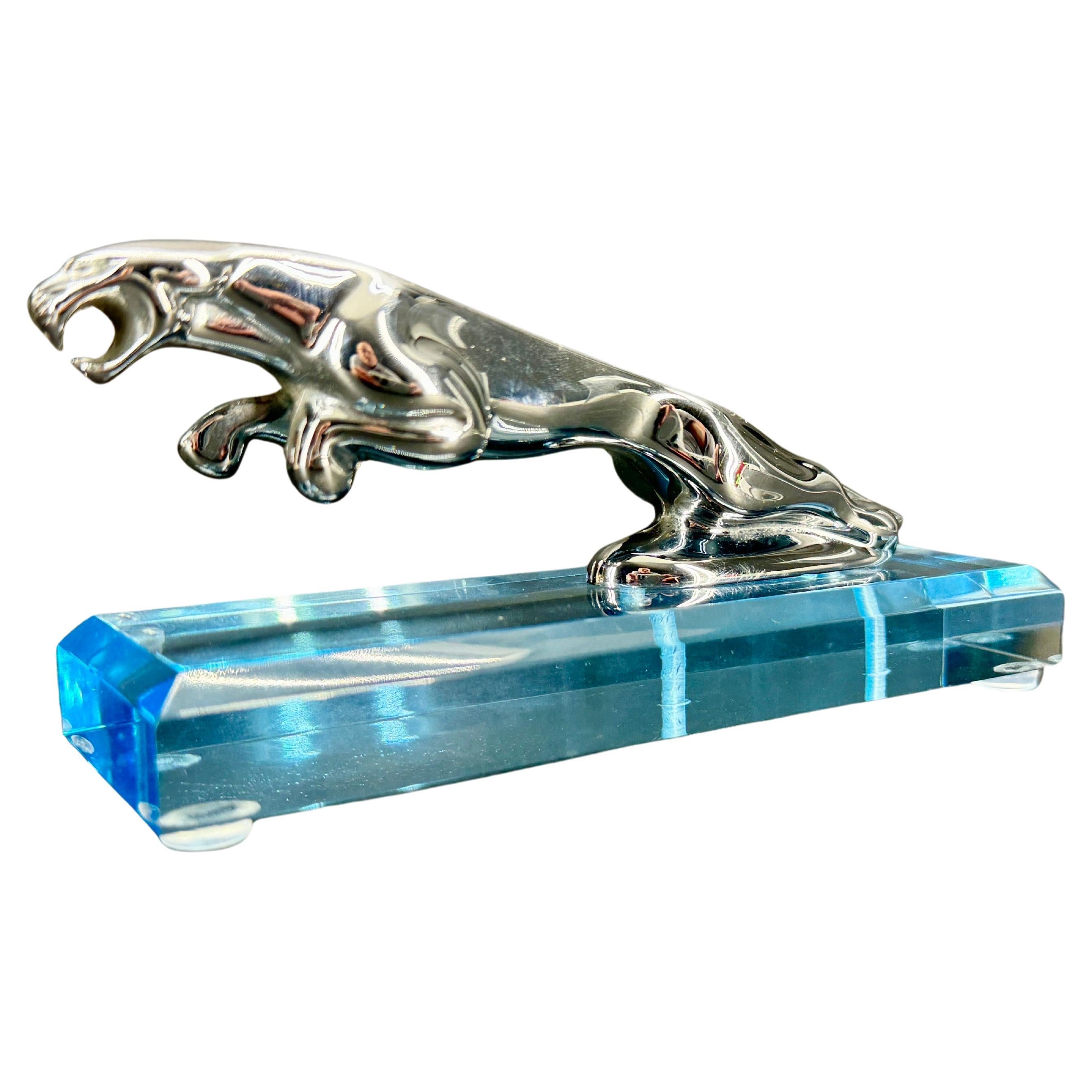 Vintage Iconic Jaguar Car Hood Ornament Mascot on Lucite Base