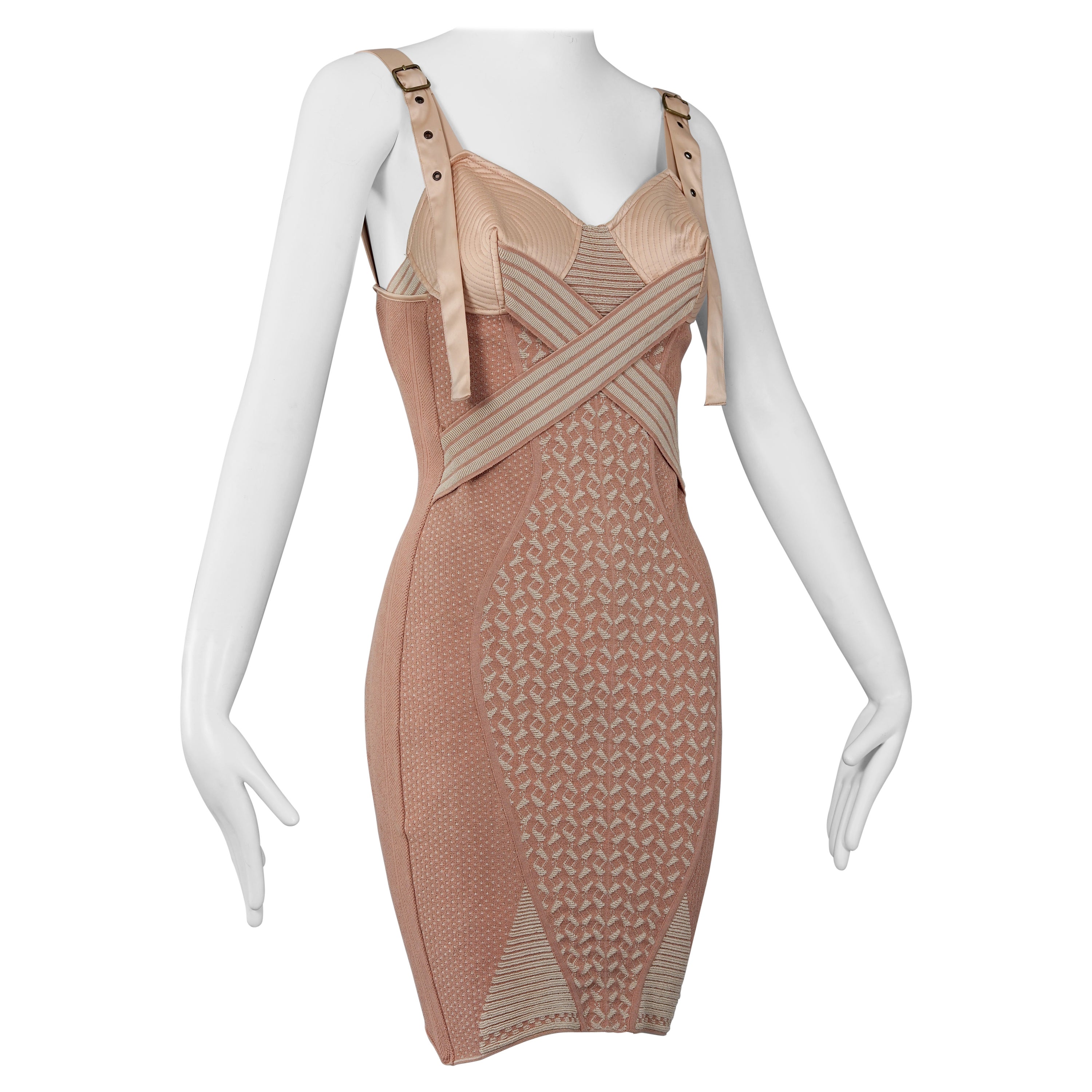 Vintage Iconic JEAN PAUL GAULTIER Madonna Corset Bondage Conical Bra Dress