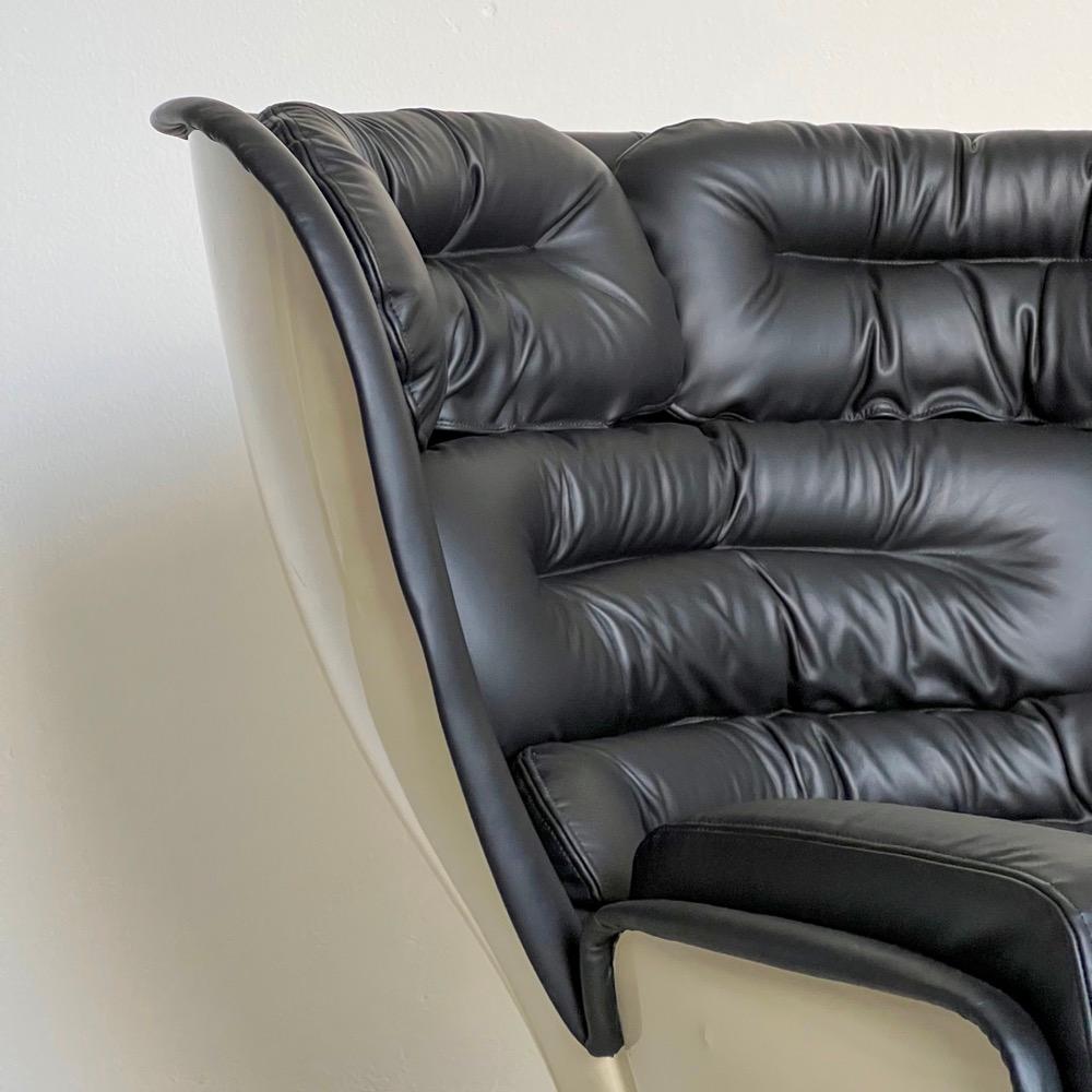 Vintage iconic Joe Colombo Elda armchair, Italian Space Age 1960s, Black Leather For Sale 2