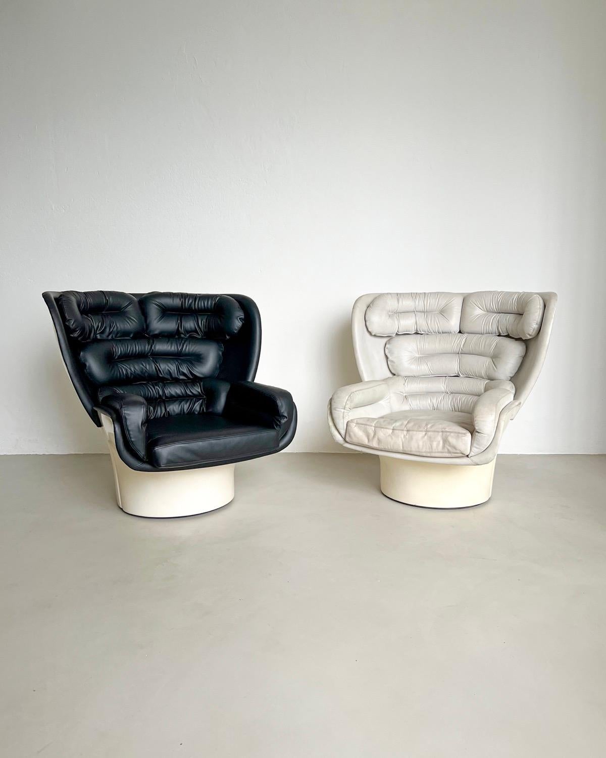 Fauteuil vintage emblématique Joe Colombo Elda, ère spatiale italienne, cuir blanc en vente 8