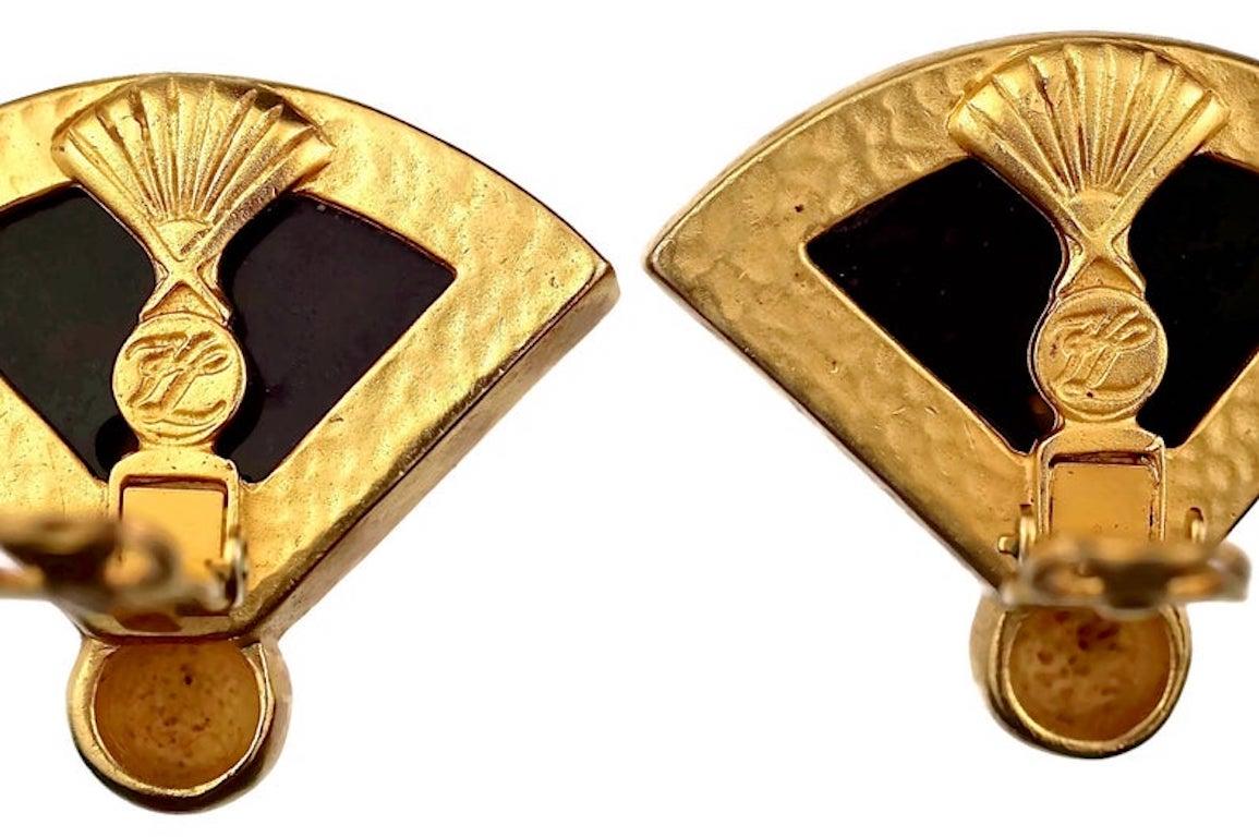 Vintage Iconic KARL LAGERFELD KL Logo Fan Earrings For Sale 3