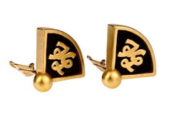 Vintage Iconic KARL LAGERFELD KL Logo Fan Earrings