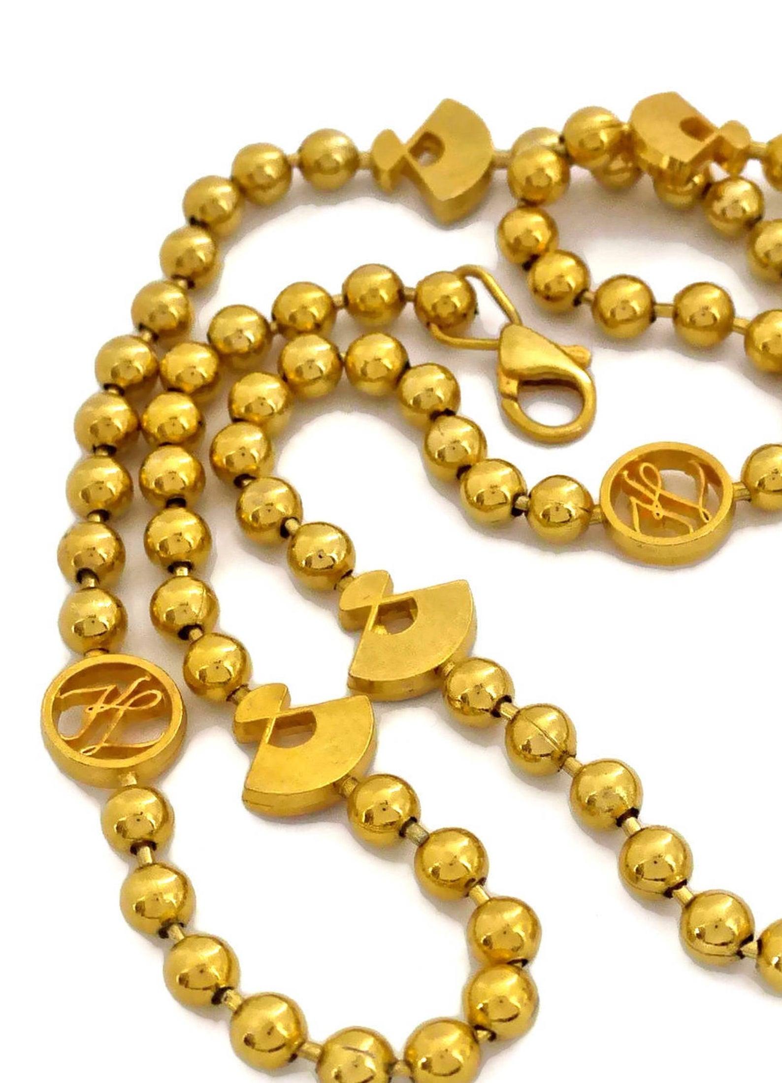 Women's or Men's Vintage Iconic KARL LAGERFELD Logo Fan Ball Chain Long Necklace