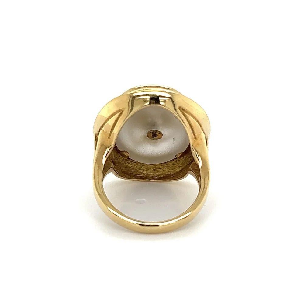 Vintage Iconic Lalaounis Designer Dolphins on Rock Gold Crystal Ring In Excellent Condition For Sale In Montreal, QC