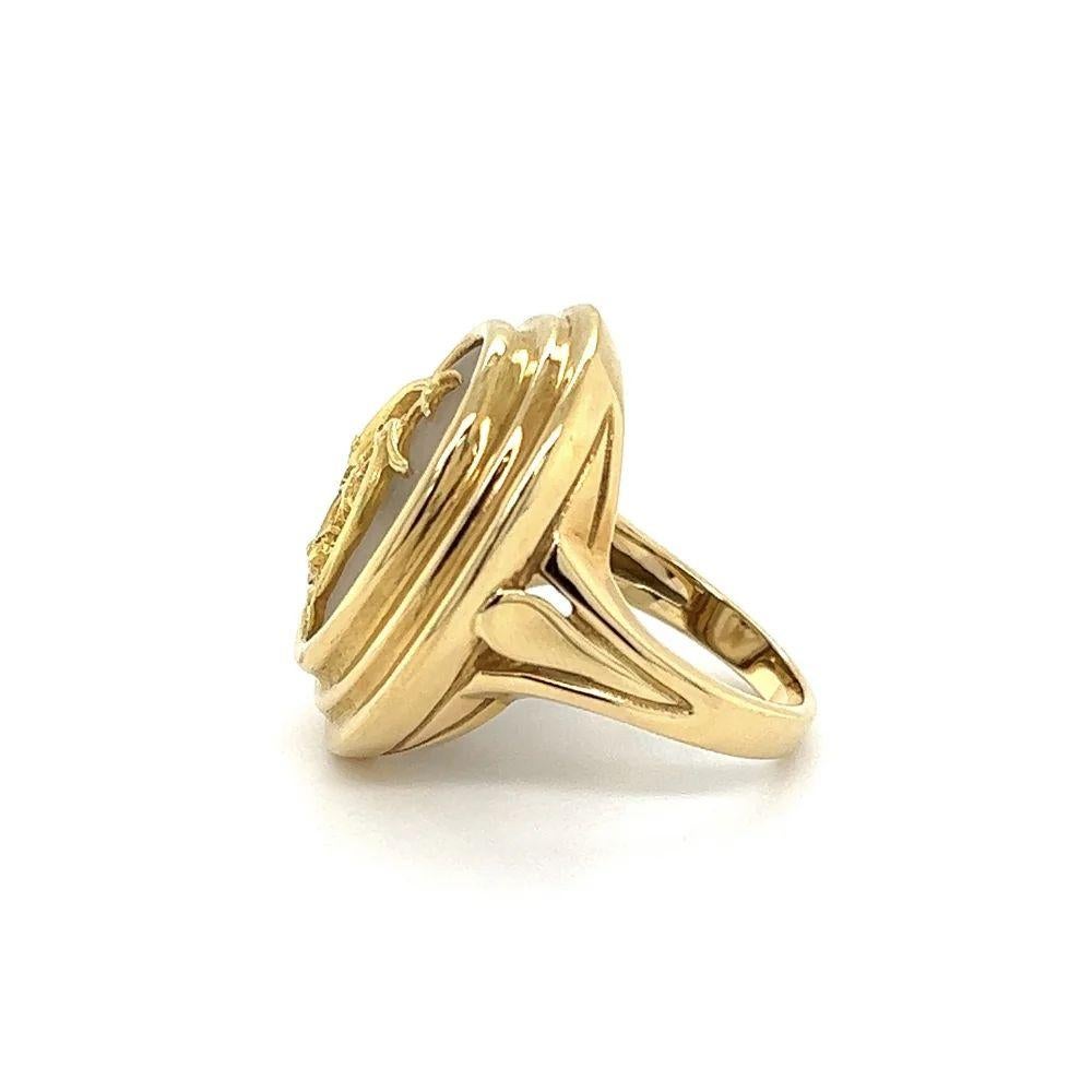 Women's or Men's Vintage Iconic Lalaounis Designer Dolphins on Rock Gold Crystal Ring For Sale