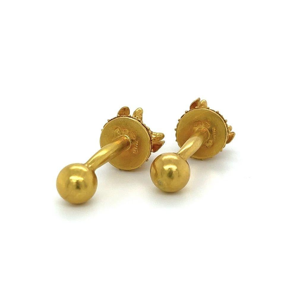 Vintage Iconic Lalaounis Yellow Gold Bull Head Cufflinks In Excellent Condition For Sale In Montreal, QC