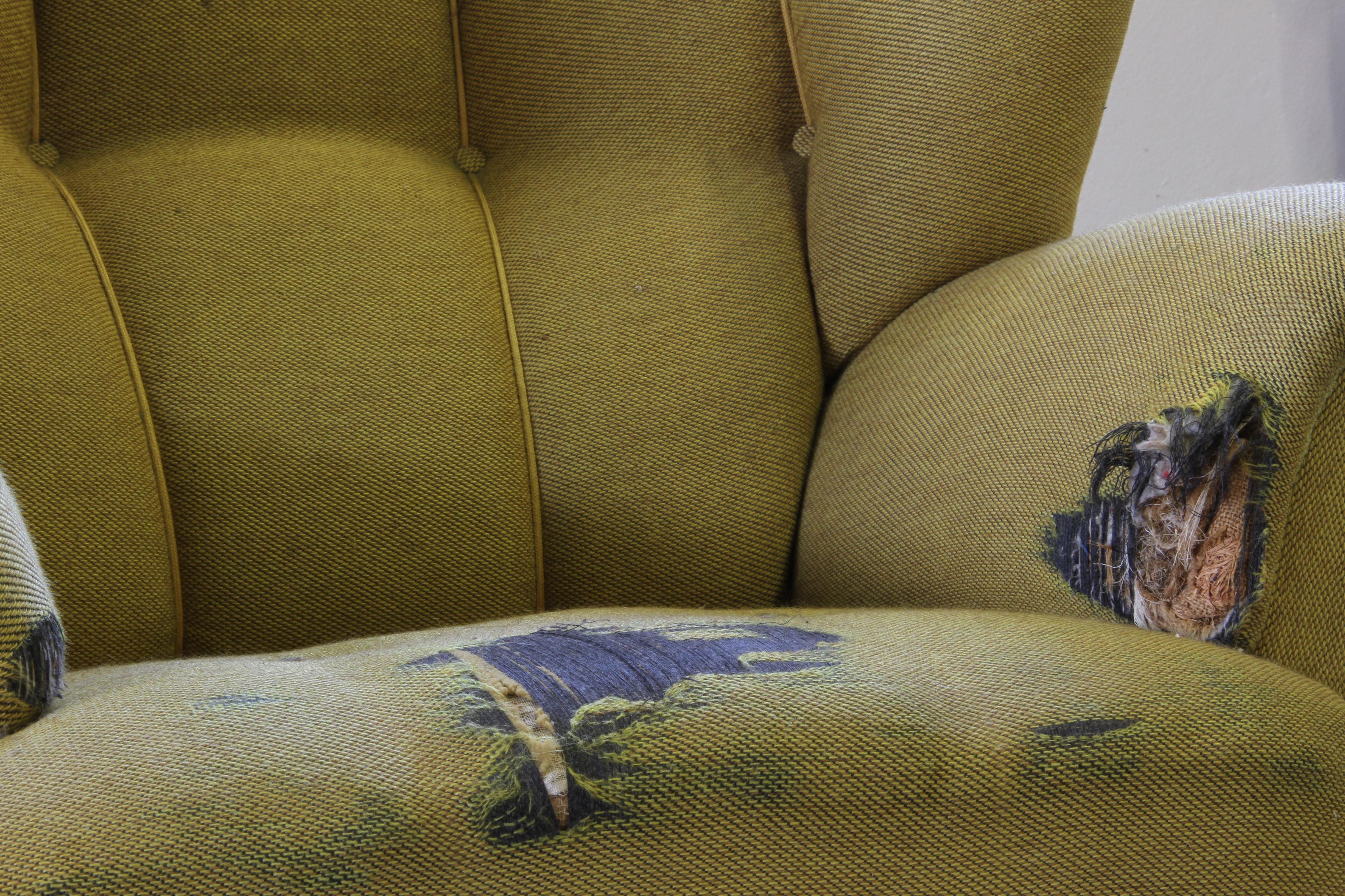 Vintage Iconic Large upholstered Lounge / Easy Chair From Denmark 1930’s en venta 1