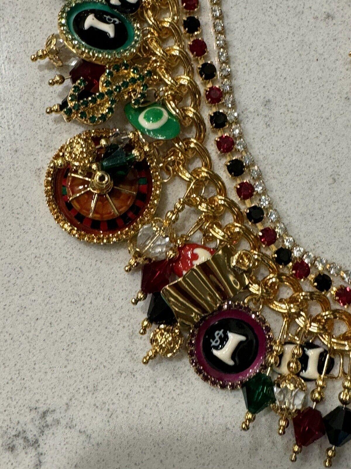 Modern Vintage Iconic Lunch at the Ritz Designer Signed Roulette Bracelet and Earrings For Sale