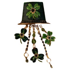 Vintage Iconic Lunch at The Ritz St. Patrick’s Four-Leaf Clover Brooch Pin