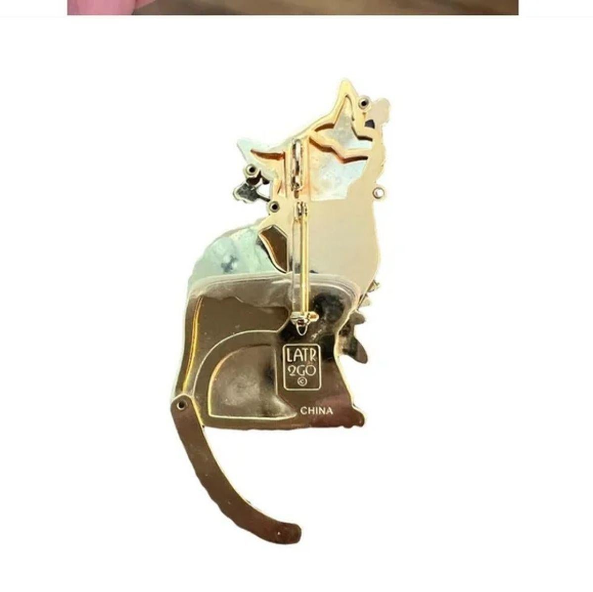 Modern Vintage Iconic Lunch Signed Designer at the Ritz Kitty Cat Brooch Pin For Sale