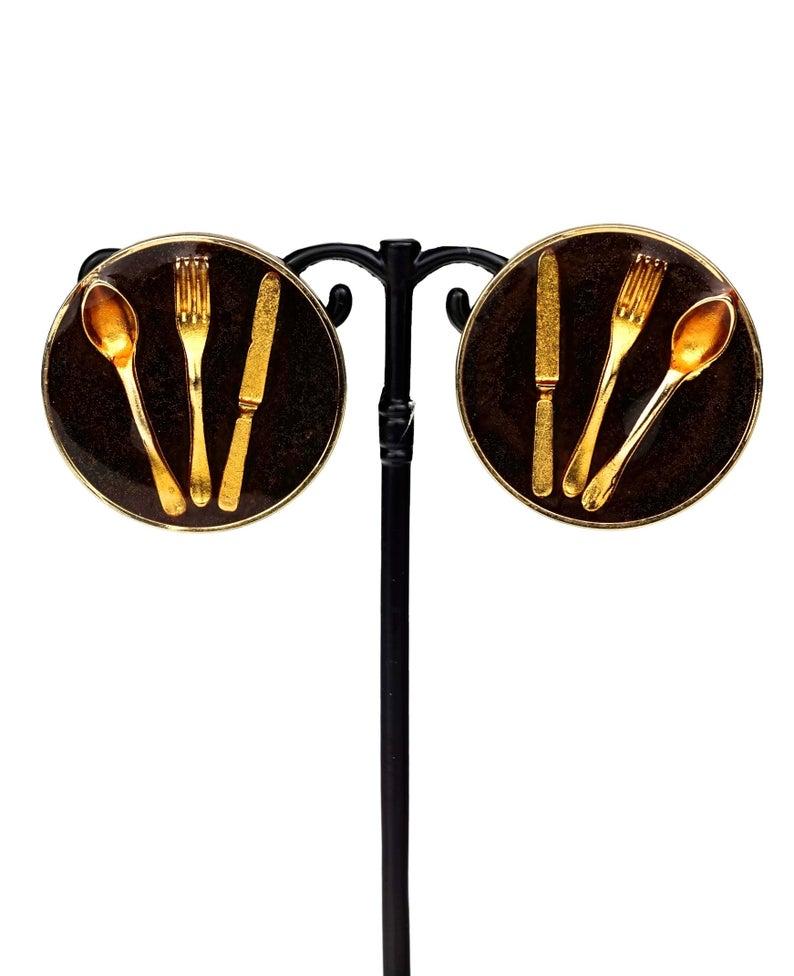Vintage Iconic MOSCHINO Cutlery Earrings 1