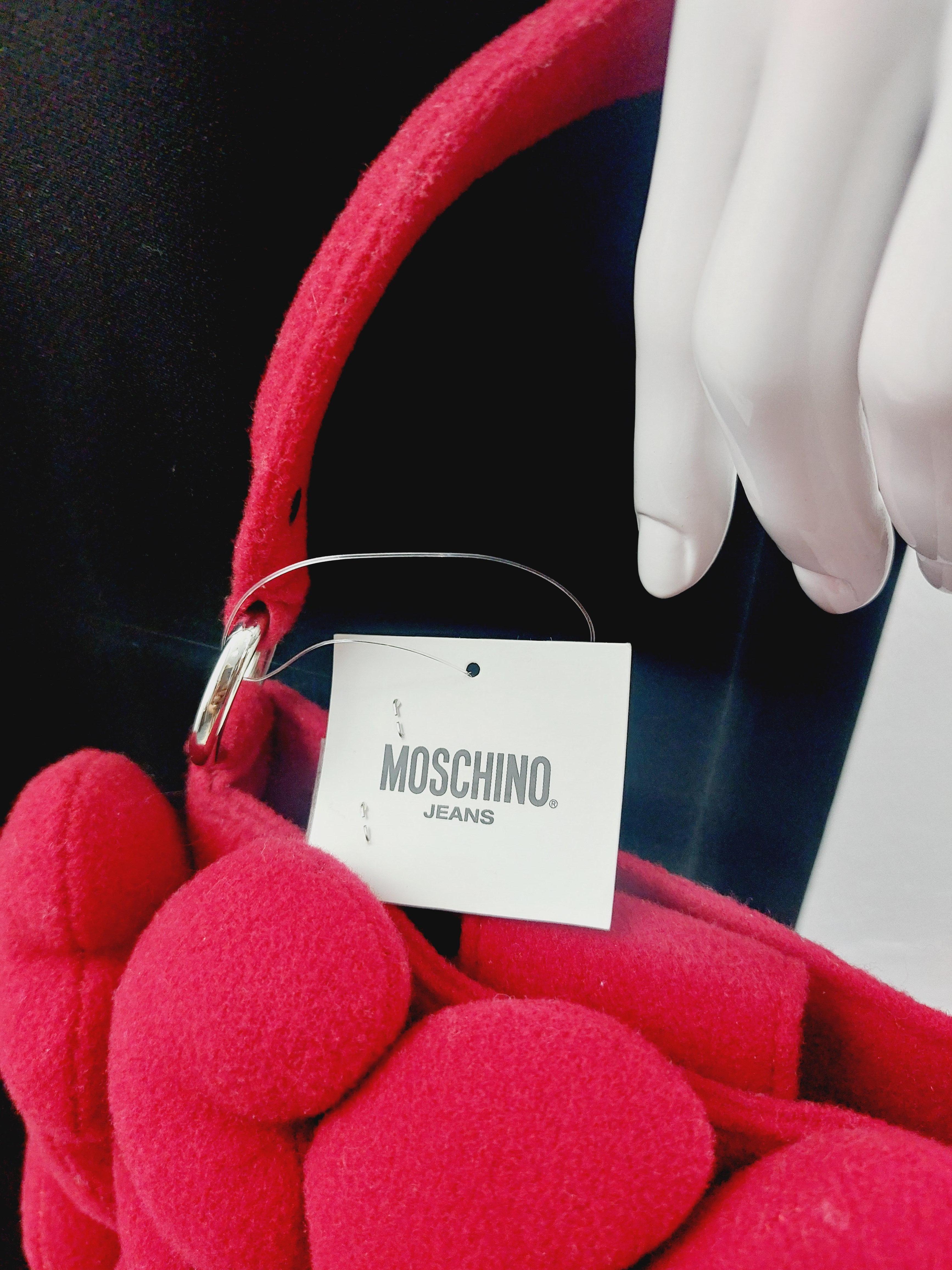 Women's or Men's Vintage Iconic Moschino Heart Red Plush 3D Love Toy Whimsical HandBag Gluch
