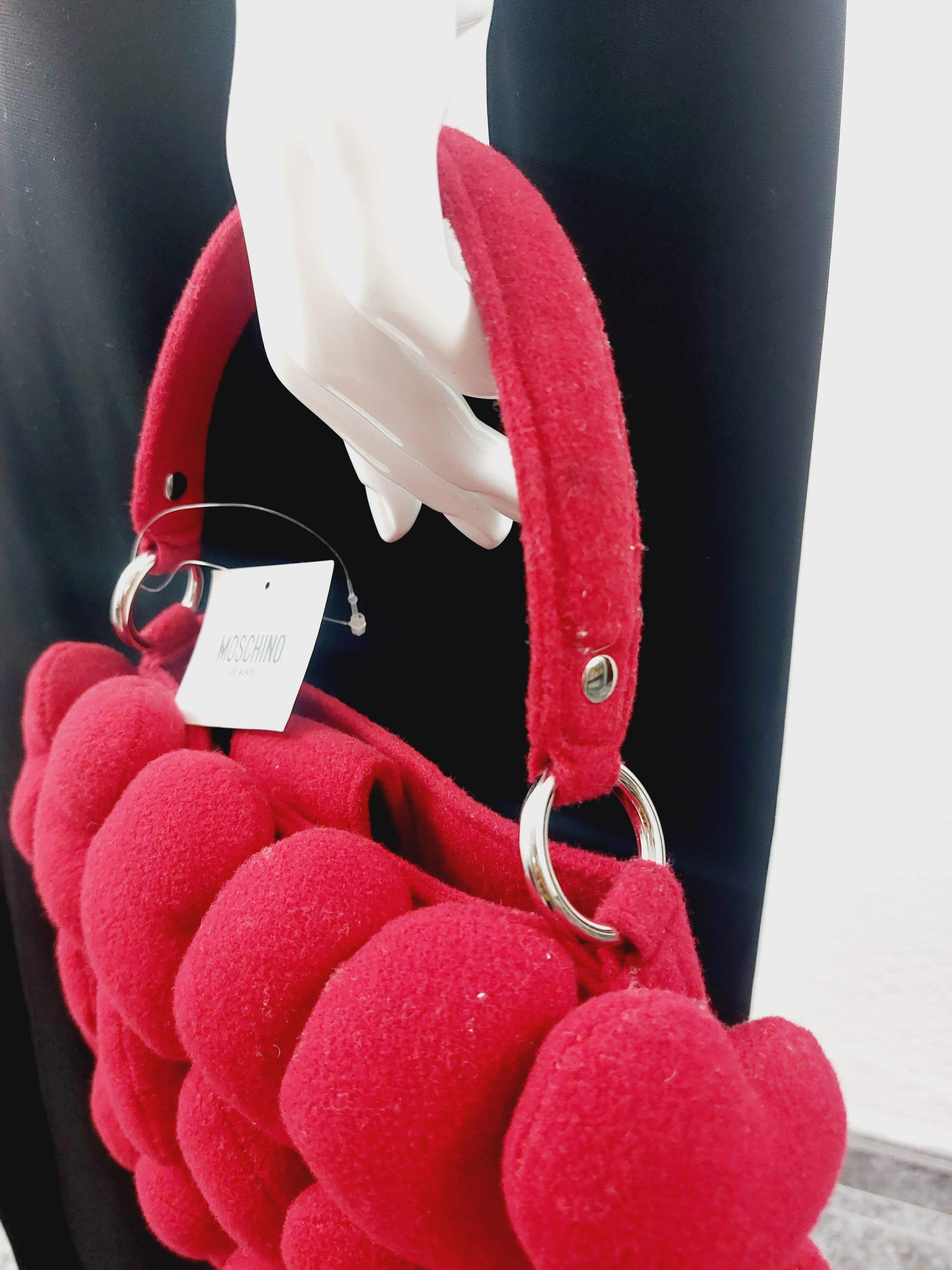 Vintage Iconic Moschino Heart Red Plush 3D Love Toy Whimsical HandBag Gluch 1