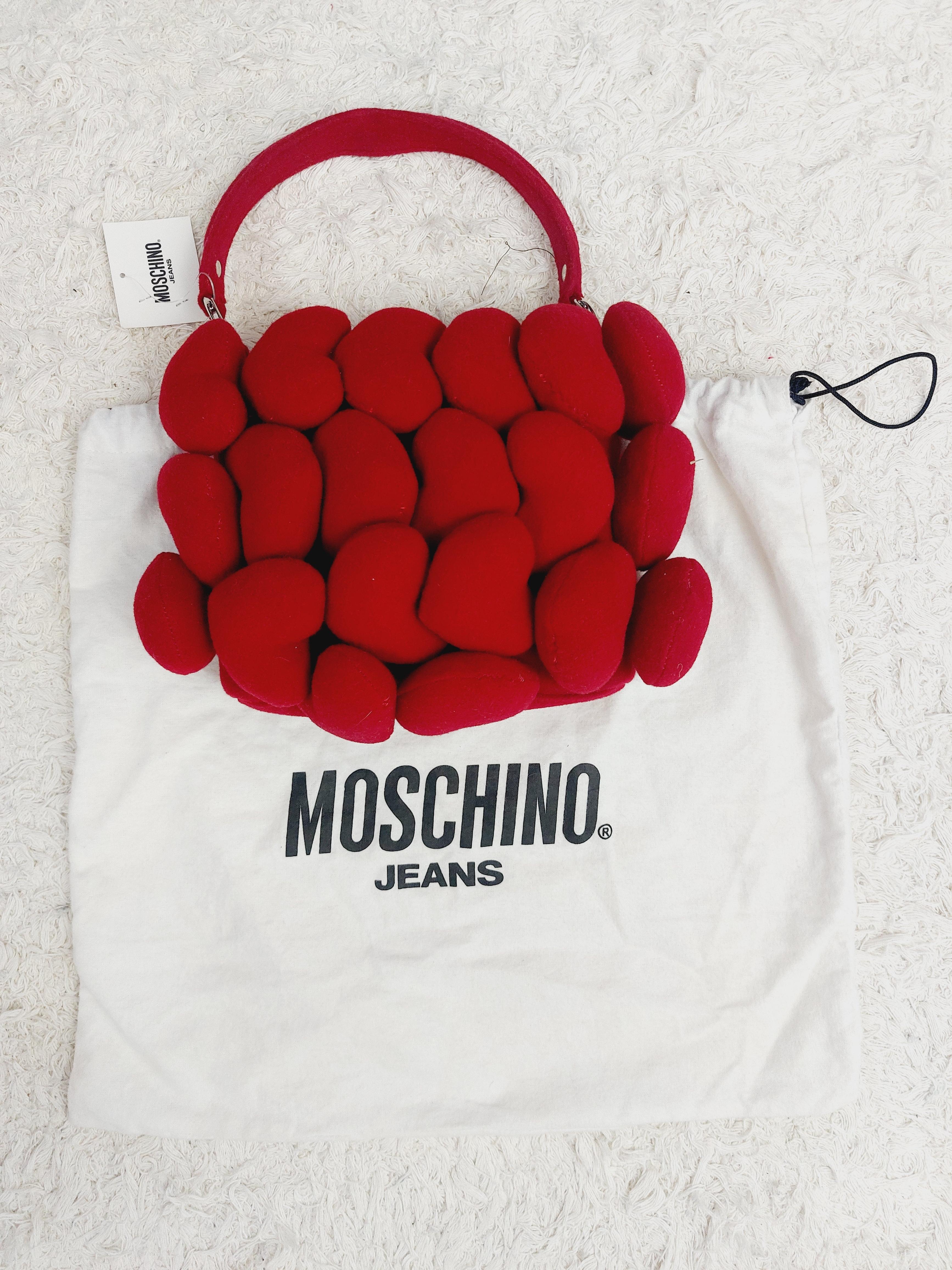 Vintage Iconic Moschino Heart Red Plush 3D Love Toy Whimsical HandBag Gluch 2