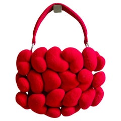 Vintage Iconic Moschino Heart Red Plush 3D Love Toy Whimsical HandBag Gluch