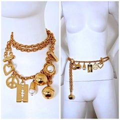 Vintage Iconic MOSCHINO REDWALL Charm Tiered Necklace Belt