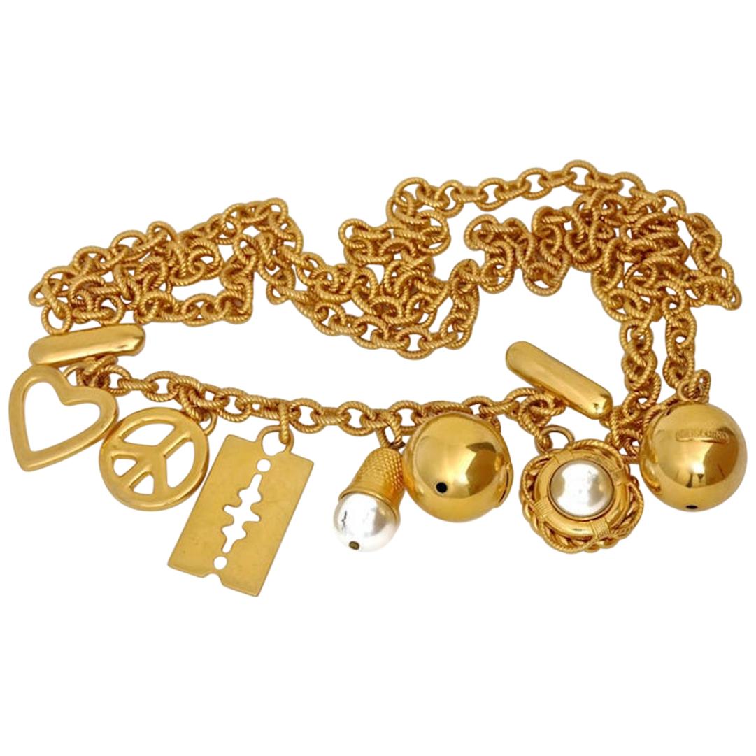 Vintage Iconic MOSCHINO REDWALL Charm Tiered Necklace Belt at 1stDibs