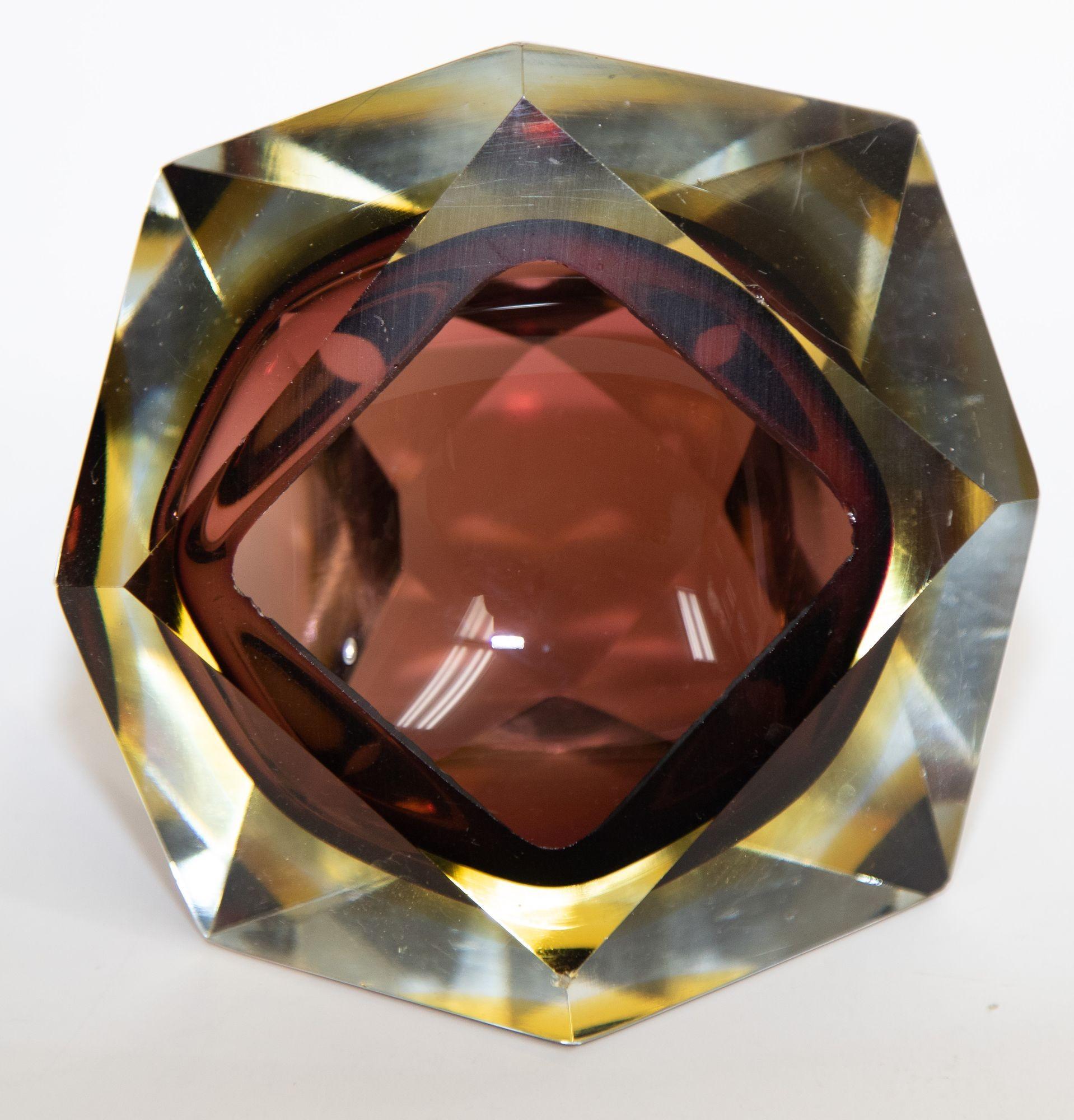 Vintage Iconic Murano Ashtray Italian Modernist Crystal Diamond 10