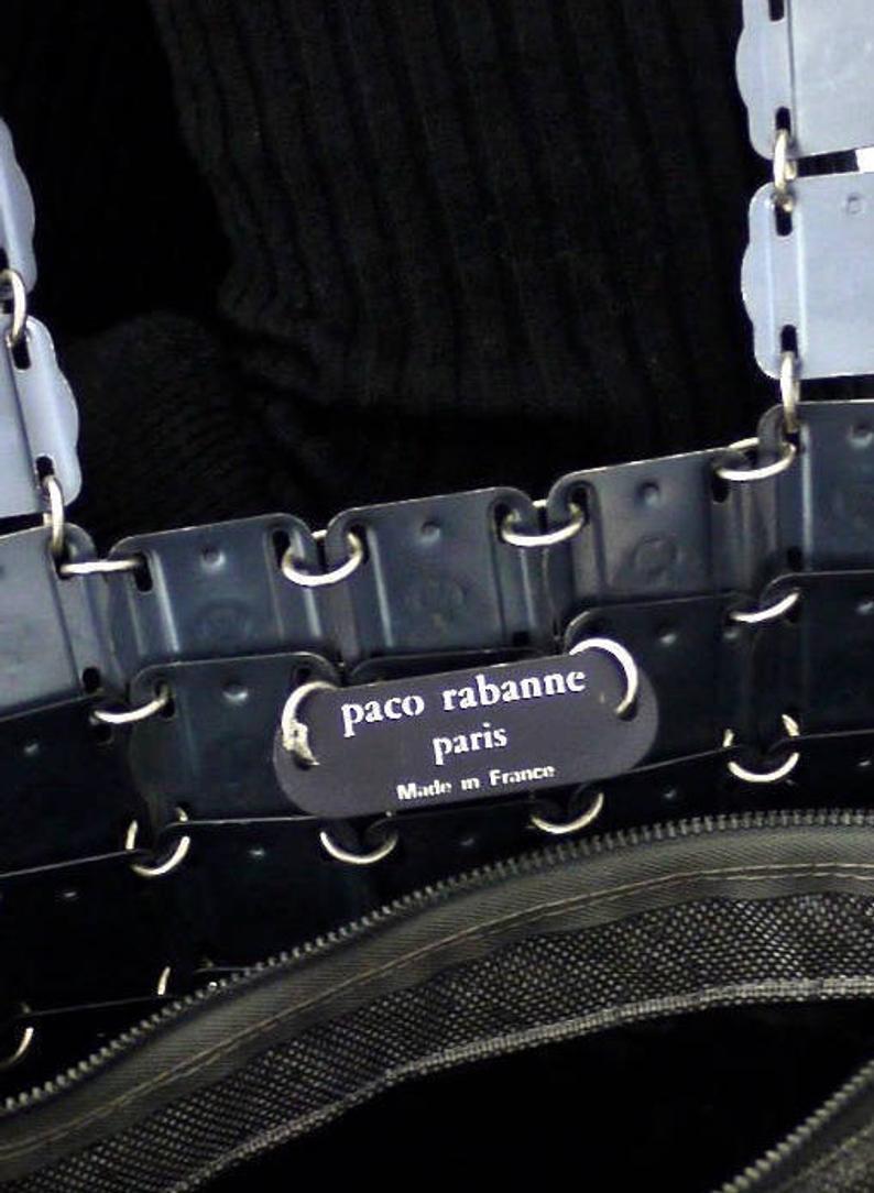 Vintage Iconic PACO RABANNE Logo Square Disc Chainmail Space Age Metal Bag 2