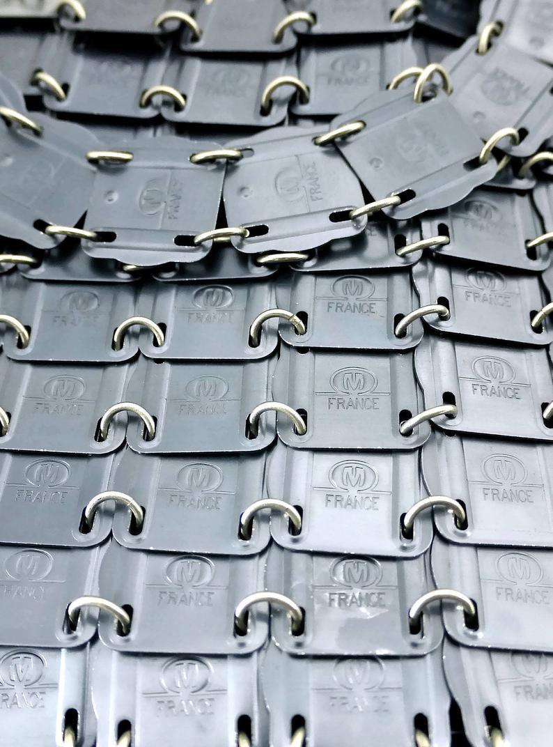 Women's Vintage Iconic PACO RABANNE Logo Square Disc Chainmail Space Age Metal Bag