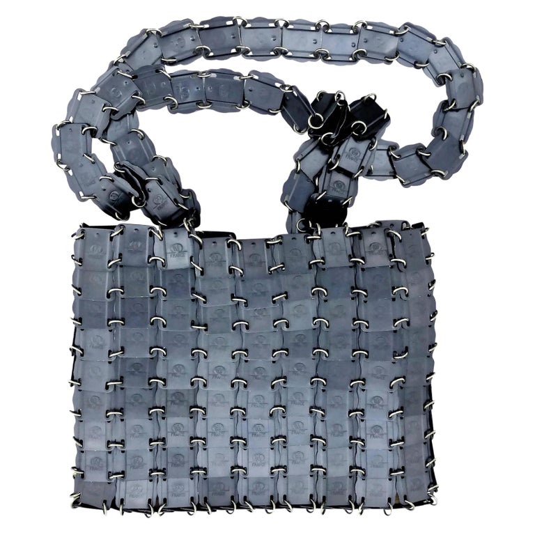 Vintage Iconic PACO RABANNE Logo Square Disc Chainmail Space Age Metal ...