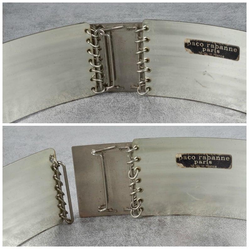 Vintage Iconic PACO RABANNE Space Age Rigid Metal Wide Belt For Sale 2