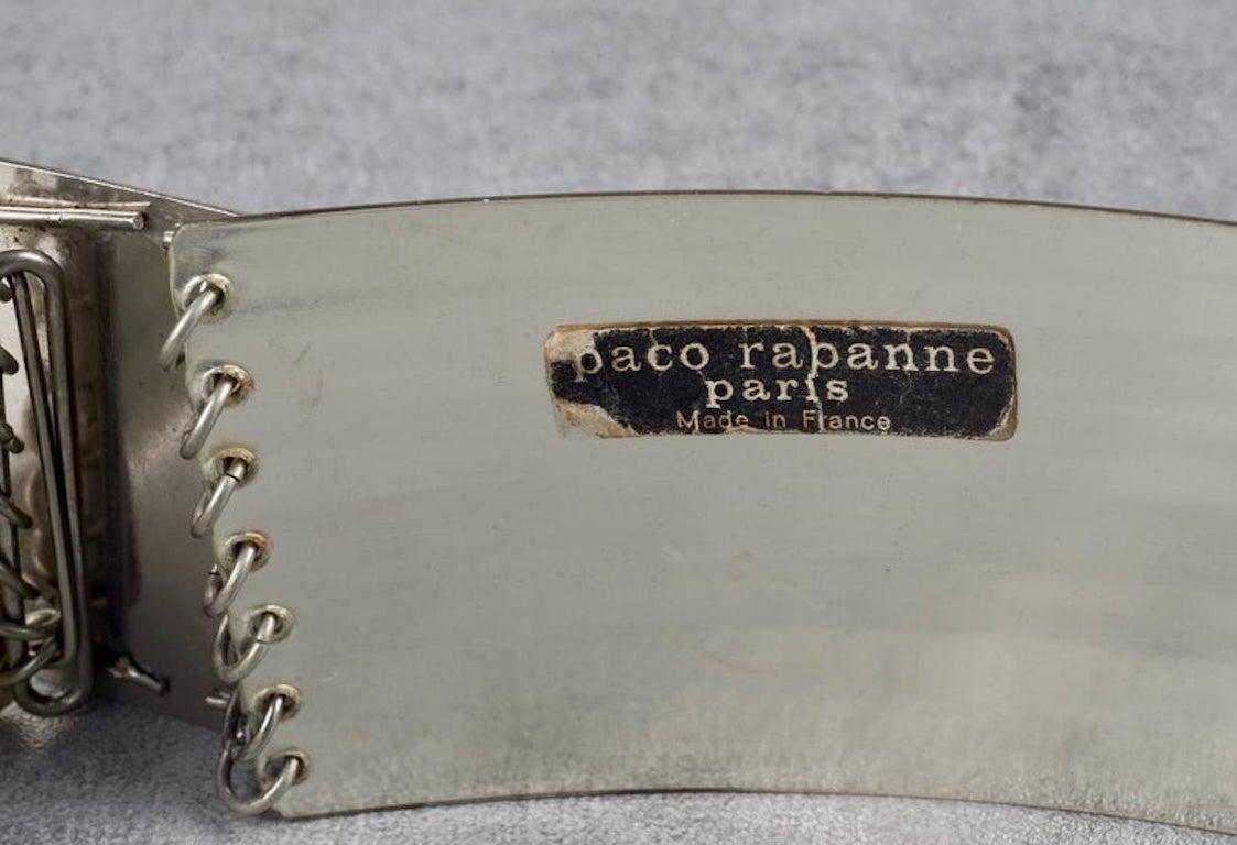 Vintage Iconic PACO RABANNE Space Age Rigid Metal Wide Belt For Sale 1