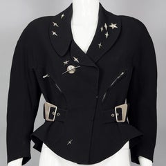 Vintage Iconic THIERRY MUGLER PARIS Planet Stars Metal Studded Peplum Jacket