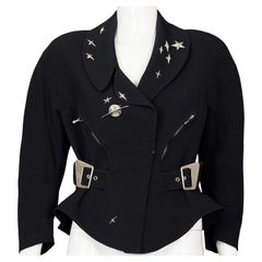 Vintage Iconic THIERRY MUGLER PARIS Planet Stars Metal Studded Peplum Jacket