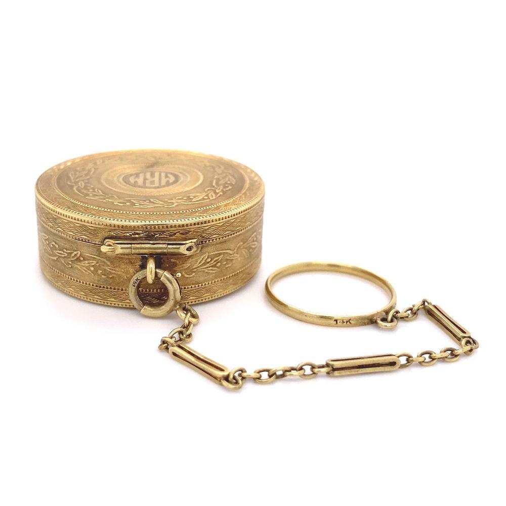 Vintage Iconic TIFFANY & CO Gold Round Box with Ring Holder For Sale 1
