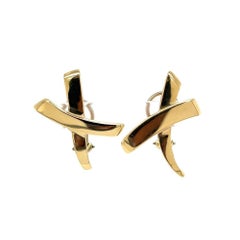 Vintage Iconic Tiffany & CO Paloma Picasso Cross X Gold Earrings