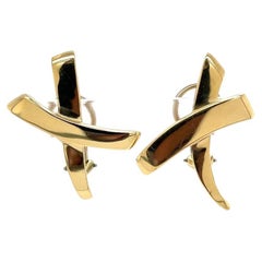 Retro Iconic Tiffany & CO Paloma Picasso Cross X Gold Earrings