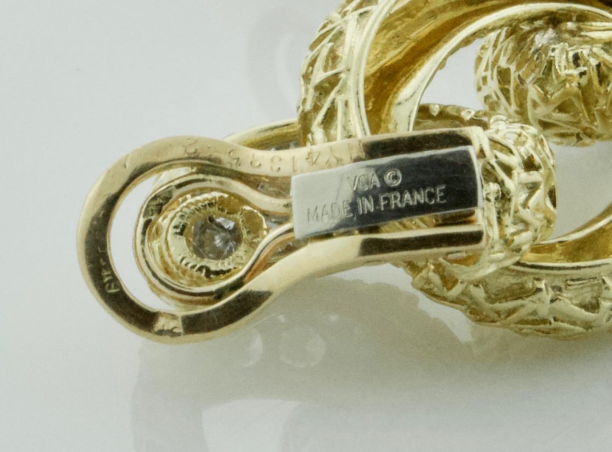 Round Cut Vintage Iconic Van Cleef & Arpels 18k/Platinum Diamond Earrings circa 1960's
