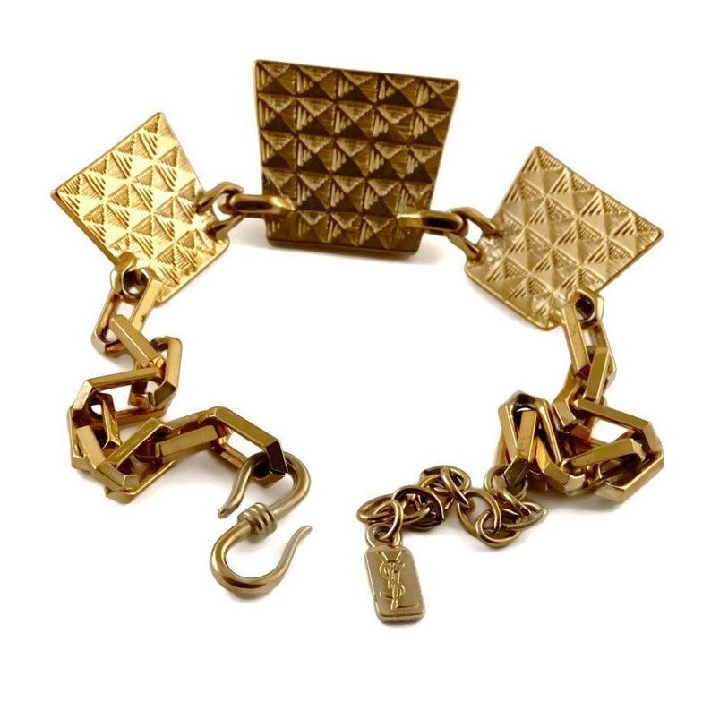Vintage Iconic YSL Yves Saint Laurent Leopard Pyramid Necklace In Good Condition For Sale In Kingersheim, Alsace