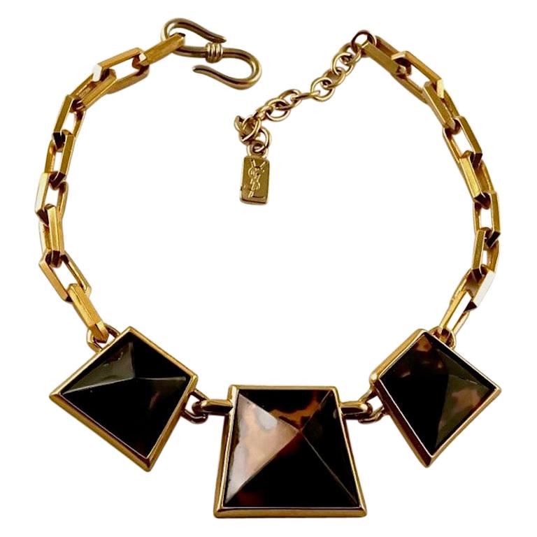 Collar piramidal de leopardo Vintage Iconic YSL Yves Saint Laurent