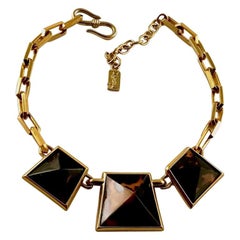 Vintage Iconic YSL Yves Saint Laurent Leopard Pyramid Necklace