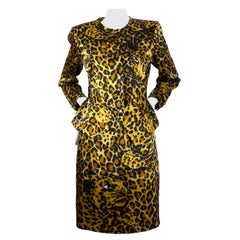 Vintage Iconic YVES SAINT LAURENT Rive Gauche Silk Leopard Print Suit