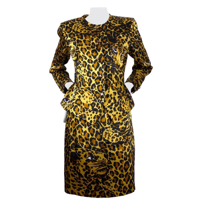 Vintage Iconic Yves Saint Laurent Rive Gauche Silk Leopard Print