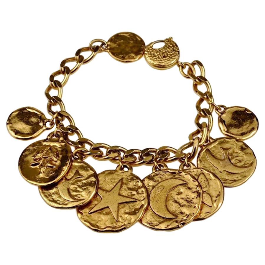 Vintage Iconic YVES SAINT LAURENT Ysl Emblem Medallion Charm Bracelet