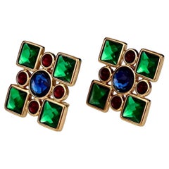 Vintage Iconic YVES SAINT LAURENT Ysl Jewelled Earrings