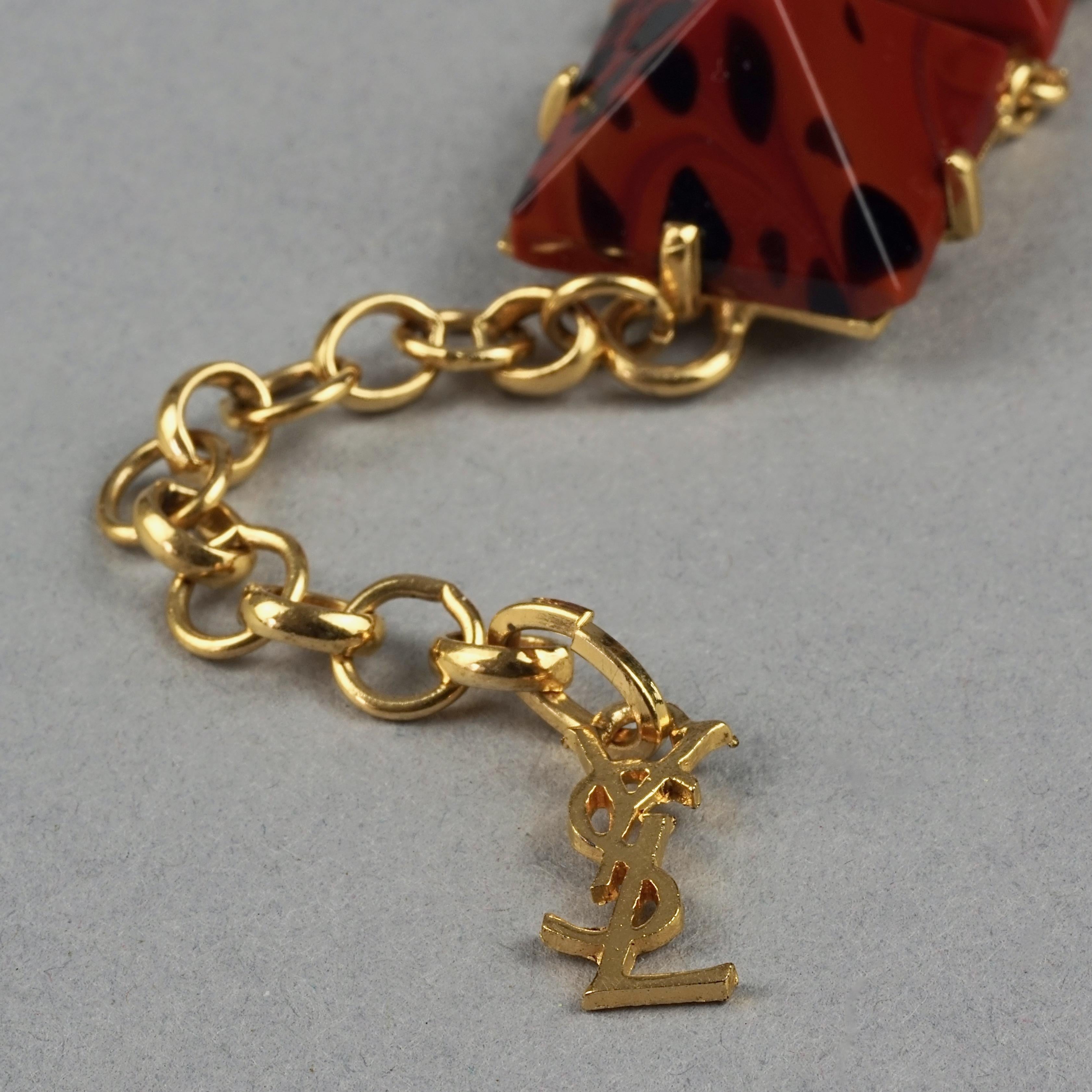 Vintage Iconic YVES SAINT LAURENT Ysl Leopard Pyramid Necklace For Sale 8