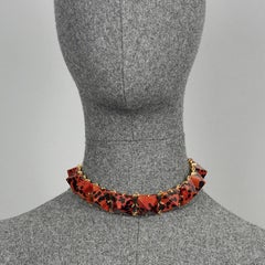 Vintage Iconic YVES SAINT LAURENT Ysl Leopard Pyramid Necklace