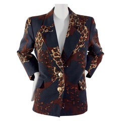 Vintage Iconic YVES SAINT LAURENT Ysl Rive Gauche Leopard Print Blazer Jacket