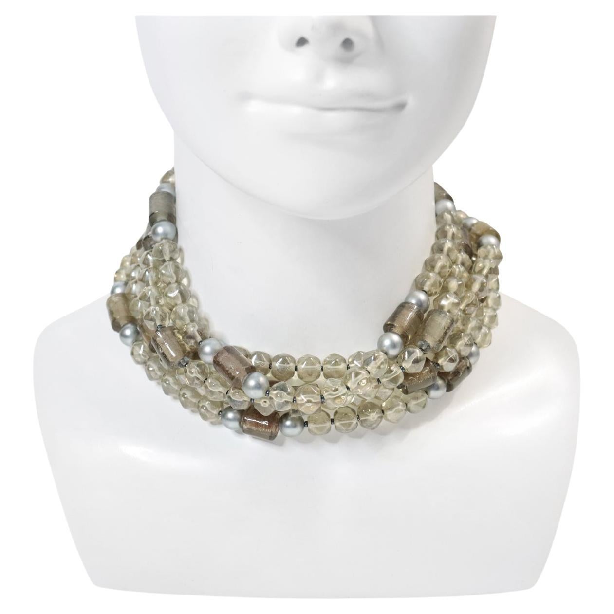 Vintage Icy Grau Perlen Choker Halskette Circa 1990er Jahre