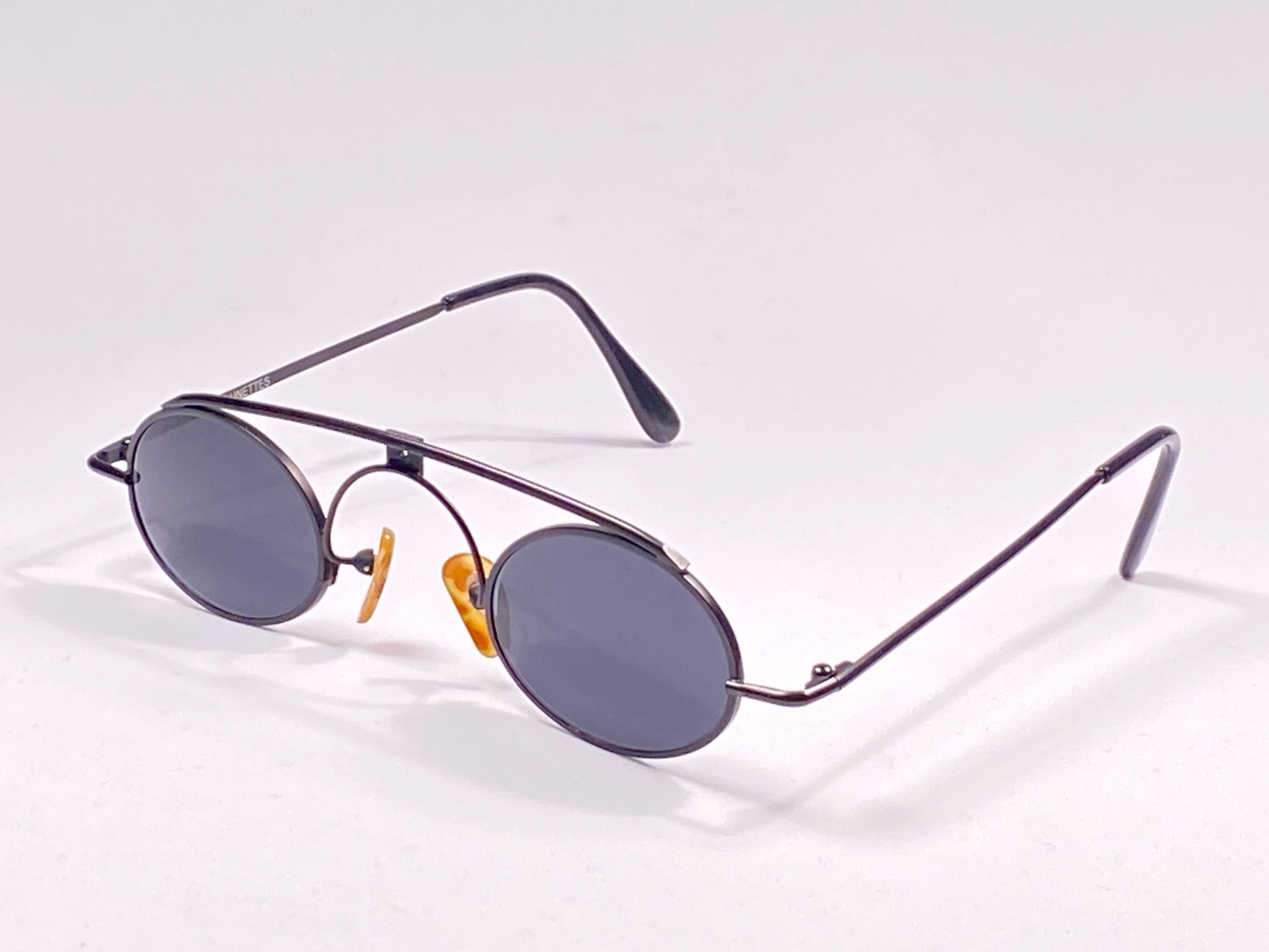 Vintage IDC Lunettes Schwarz Matt Grau Lens 1980er Jahre Sonnenbrille Frankreich im Angebot 1