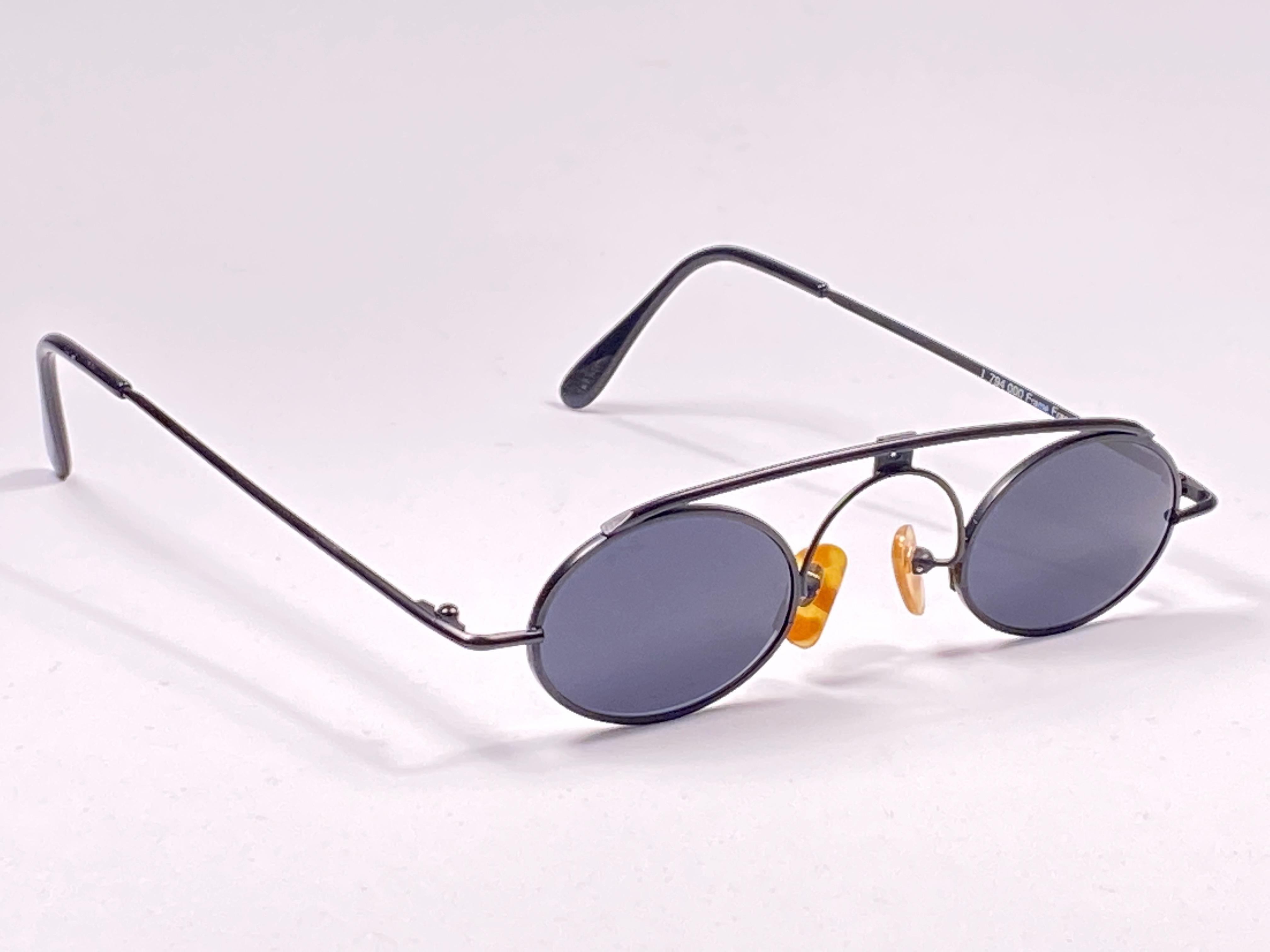 Vintage IDC Lunettes Schwarz Matt Grau Lens 1980er Jahre Sonnenbrille Frankreich im Angebot 2