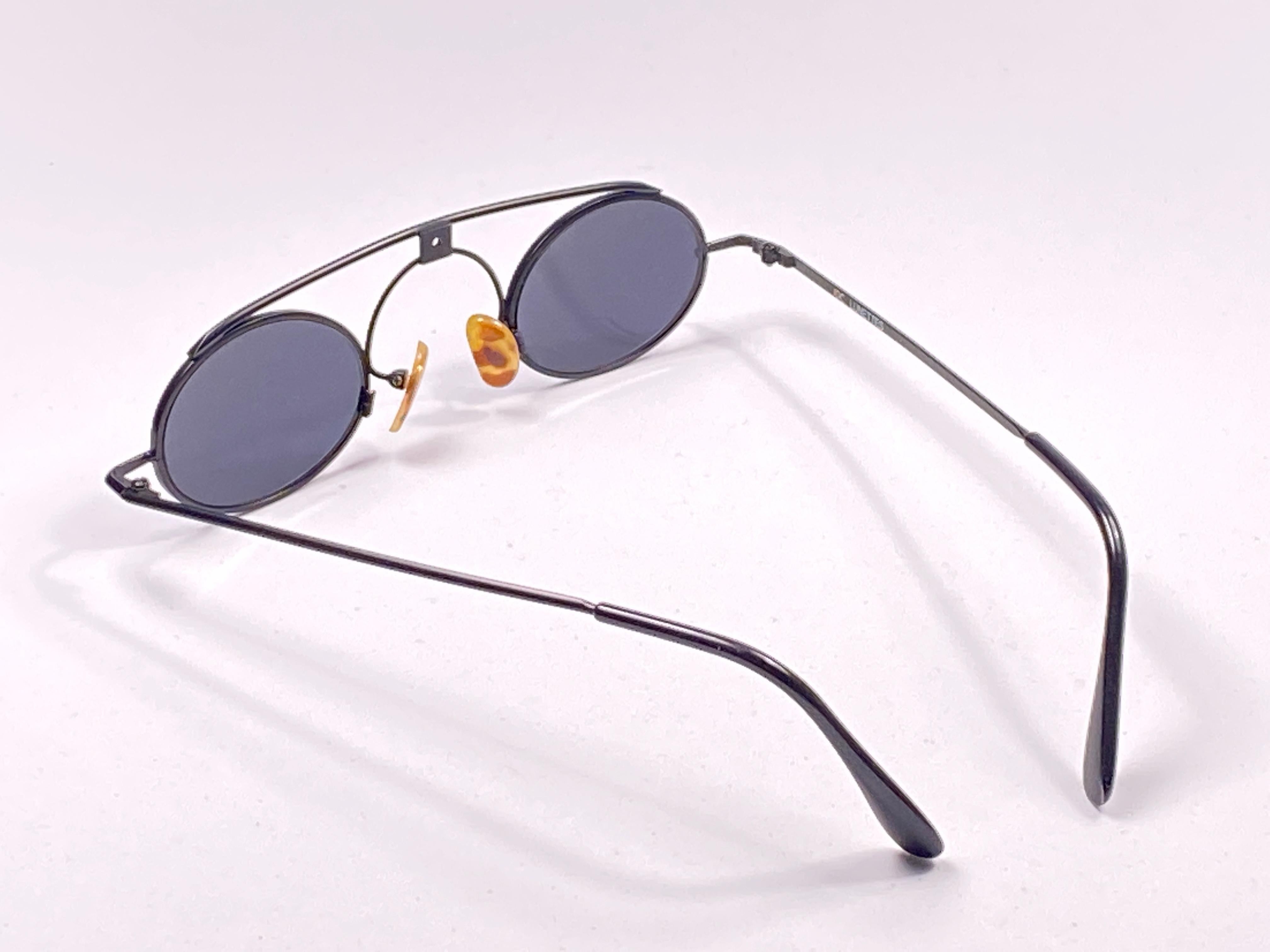 Vintage IDC Lunettes Schwarz Matt Grau Lens 1980er Jahre Sonnenbrille Frankreich im Angebot 3